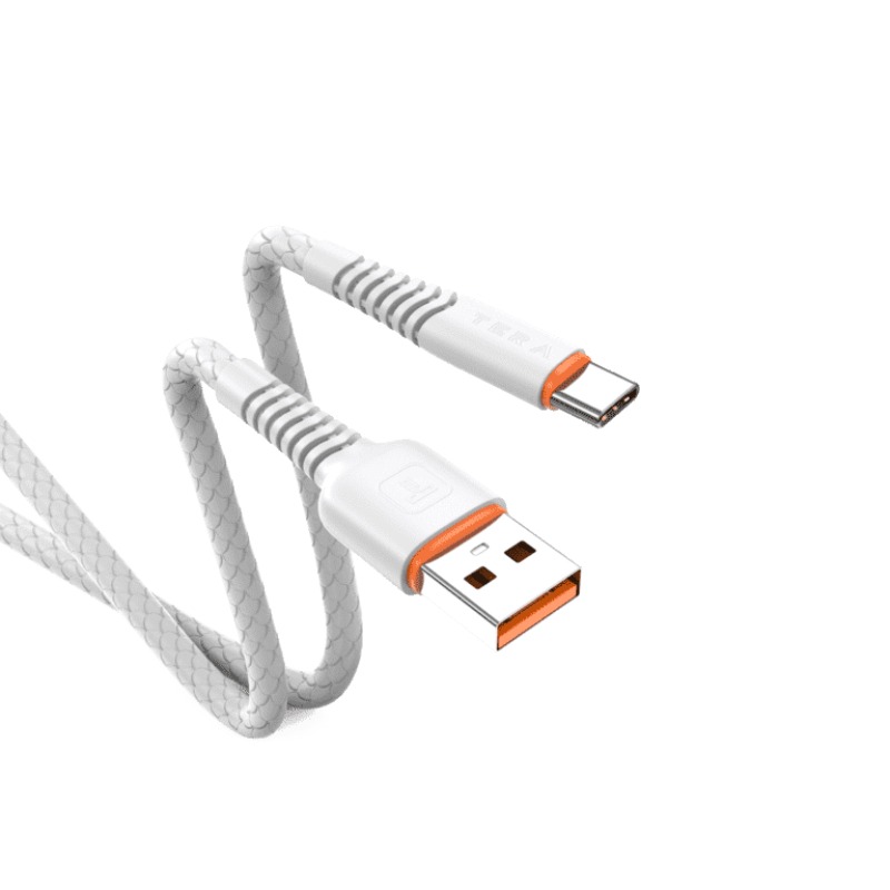 Câble De Charge  imprimé en PVC TERA UC08 type A vers type C - Blanc