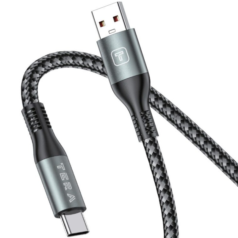 Câble De Charge tressé en TPE TERA type A vers type C - Noir