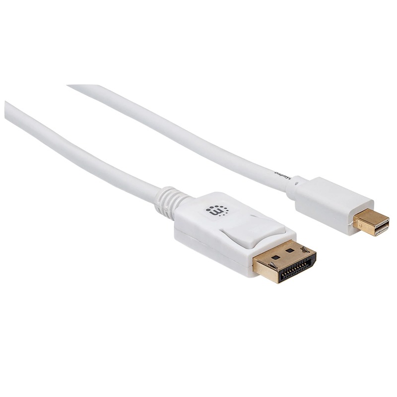 Câble Mini-DisplayPort mâle vers DisplayPort mâle MANHATTAN 2 M - Blanc