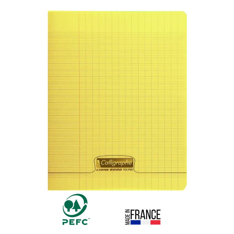 Cahier Piqûre CALLIGRAPHE 192 Pages 90 Gr Seyès 17x22 cm - Jaune