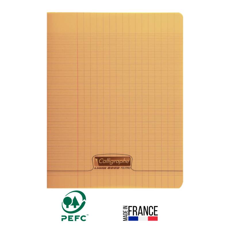 Cahier Piqûre CALLIGRAPHE 192 Pages 90 Gr Seyès 17x22 cm - Orange