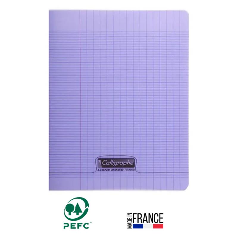 Cahier Piqûre CALLIGRAPHE 192 Pages 90 Gr Seyès 17x22 cm - Violet