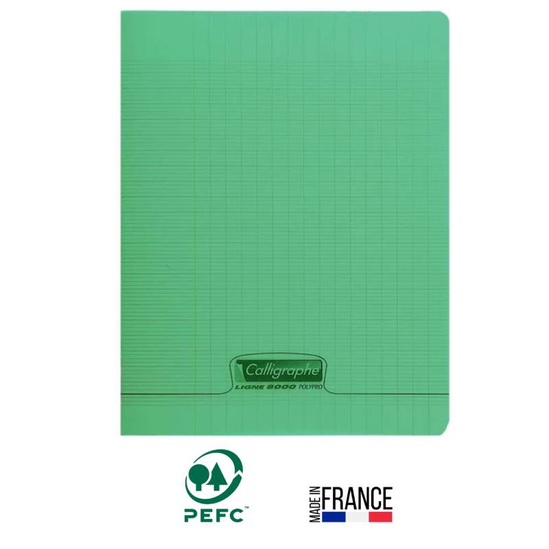 Cahier Piqûre CALLIGRAPHE 96 Pages Seyès 90gr 17x22 cm - Vert
