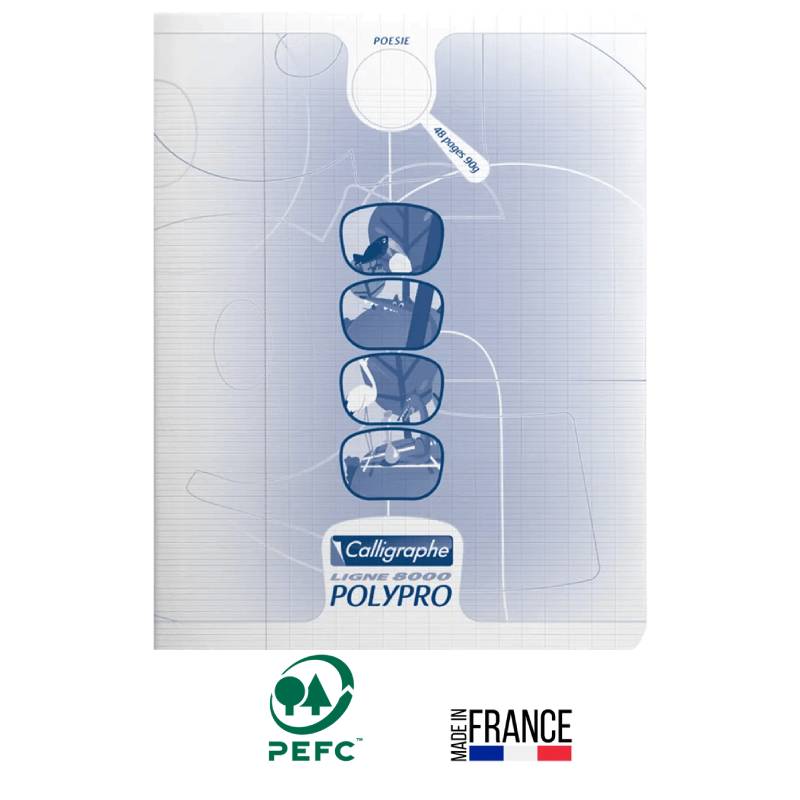 Cahier Piqûre CALLIGRAPHE Poésie & Chant Seyès/Uni 17X22 cm 48 Pages