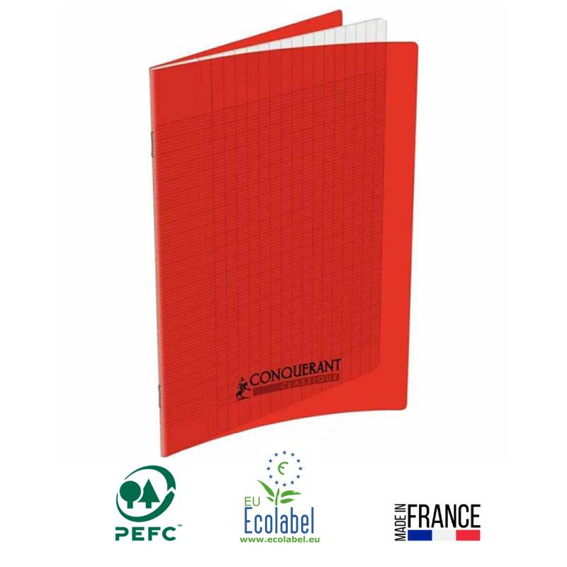 Cahier Piqûre CONQUERANT 192 Pages 70 Gr Seyès 21x29,7 cm - Rouge