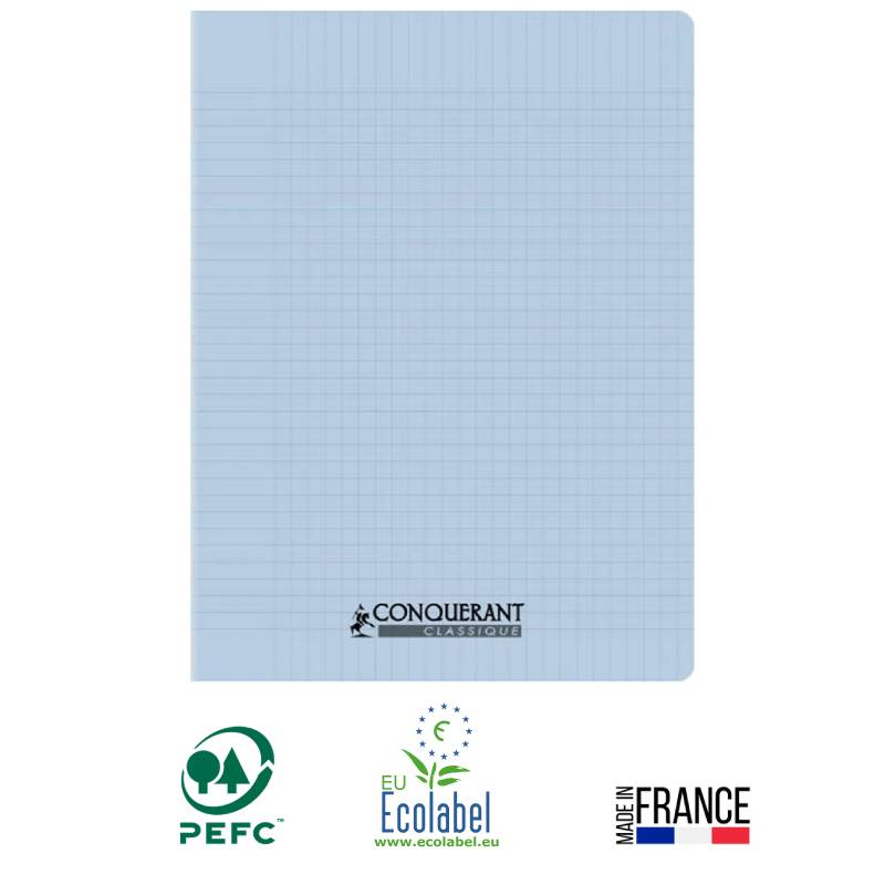 Cahier Piqûre CONQUERANT 96 Pages Seyès 24x32 cm - Pastel Bleu Ciel