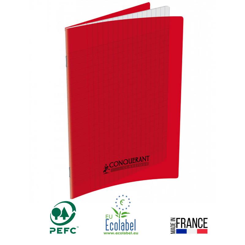 Cahier Piqûre CONQUERANT 96 Pages Seyès 90gr 17x22 cm - Rouge