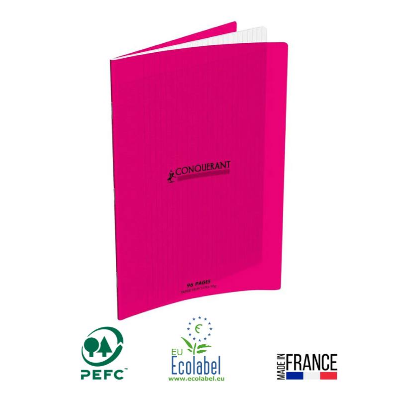 Cahier Piqûre CONQUERANT 96 Pages Seyès 90gr 24x32 cm - Rose