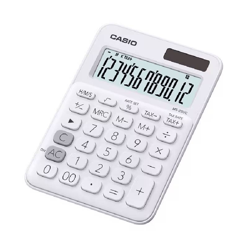 Calculatrice CASIO 12 Chiffres Avec Taxe Pile+Solaire - Blanc