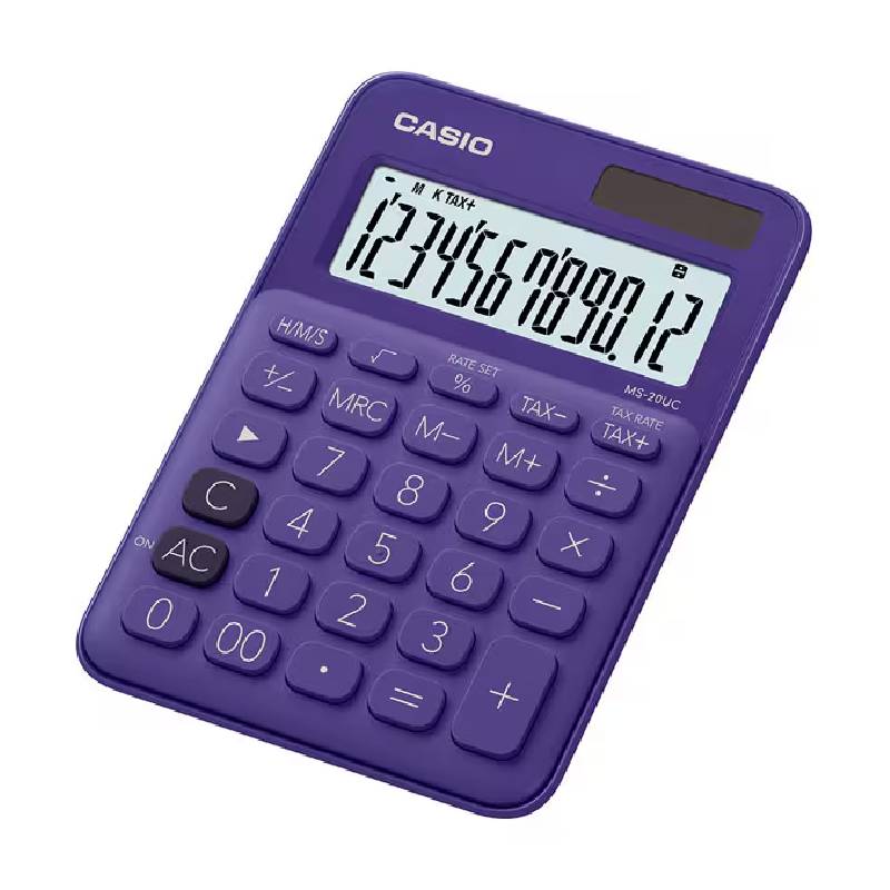 Calculatrice CASIO 12 Chiffres Avec Taxe Pile+Solaire - Mauve