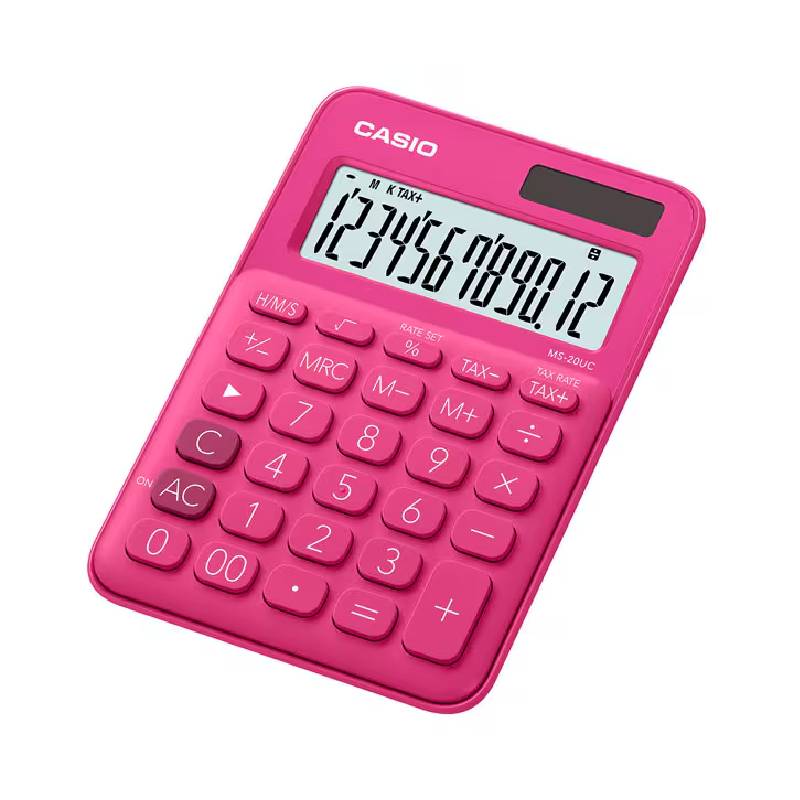Calculatrice CASIO 12 Chiffres Avec Taxe Pile+Solaire - Rose