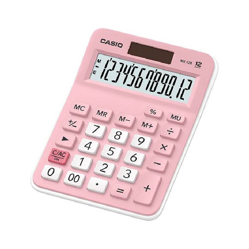 Calculatrice CASIO MX-12B 12 Chiffres Avec Pile+Solaire - Rose