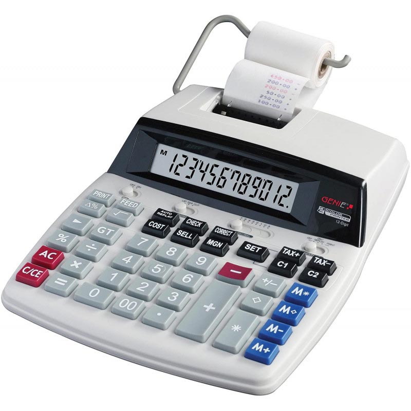 Calculatrice Imprimante GENIE 12 Chiffres - Blanc (LCD69)