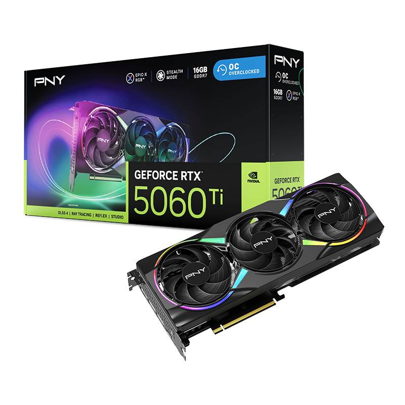 Carte Graphique PNY GeForce RTX 5060TI 16Go OC RGB Triple Fan