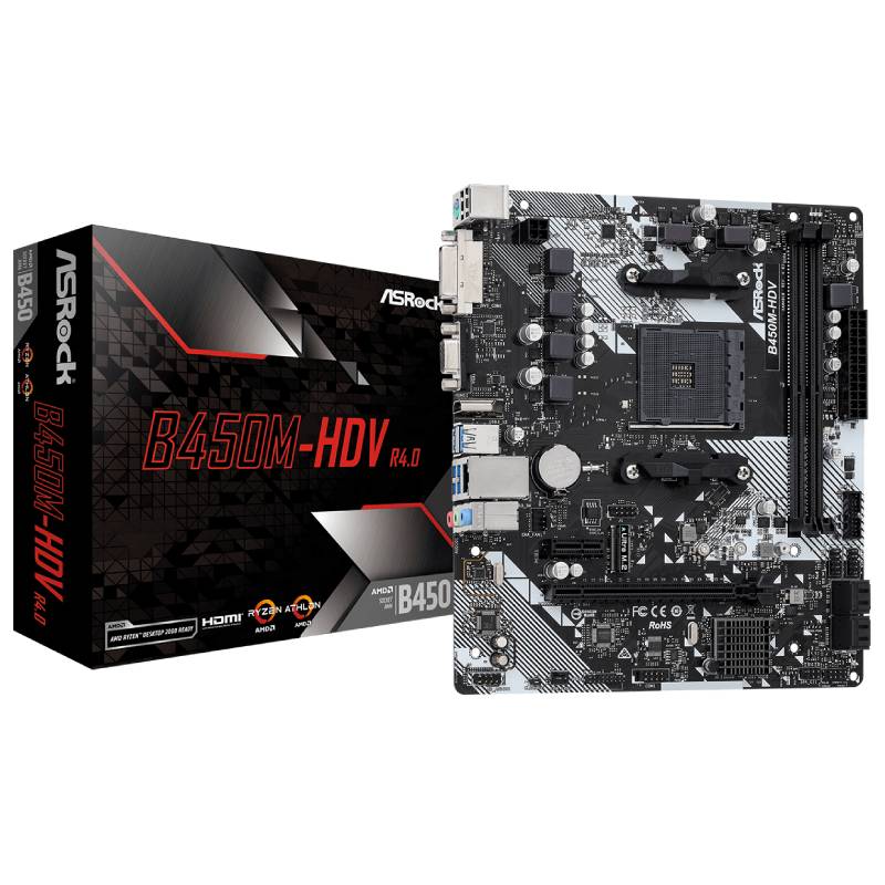 Carte Mère ASROCK B450M-HDV R4.0 (90-MXB9N0-A0UAYZ)