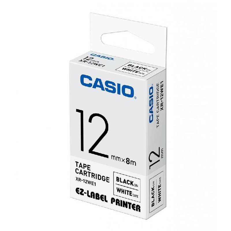 Cassette à Ruban CASIO XR-12WEI 12 mm Noir Sur Blanc