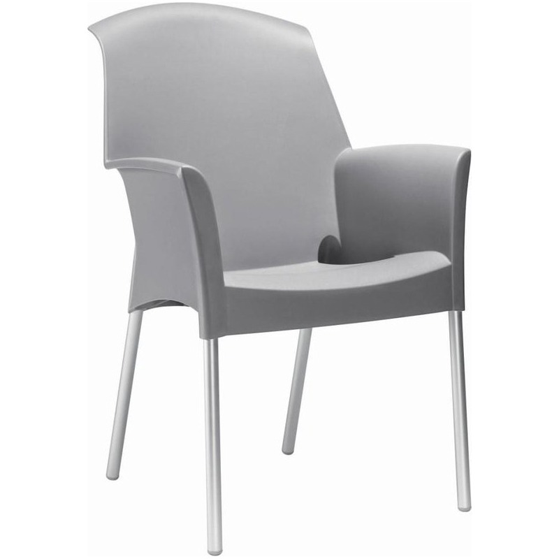 Chaise Holiday avec Pieds Chromés - Gris