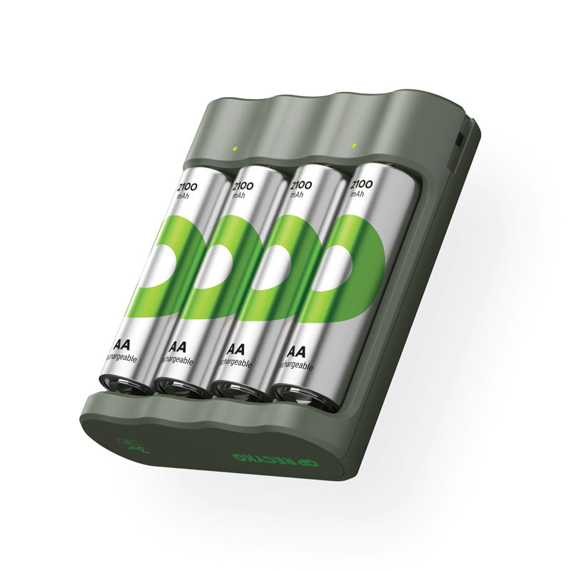 Chargeur Piles GP B441 USB + 4 Piles RECYKO AA 2100 mAh