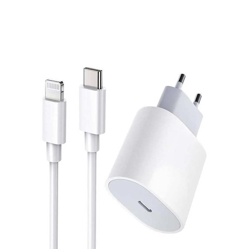 Chargeur INKAX TYPEC 20W AVEC CABLE TYPE-C VERS LIGHTNING - Blanc