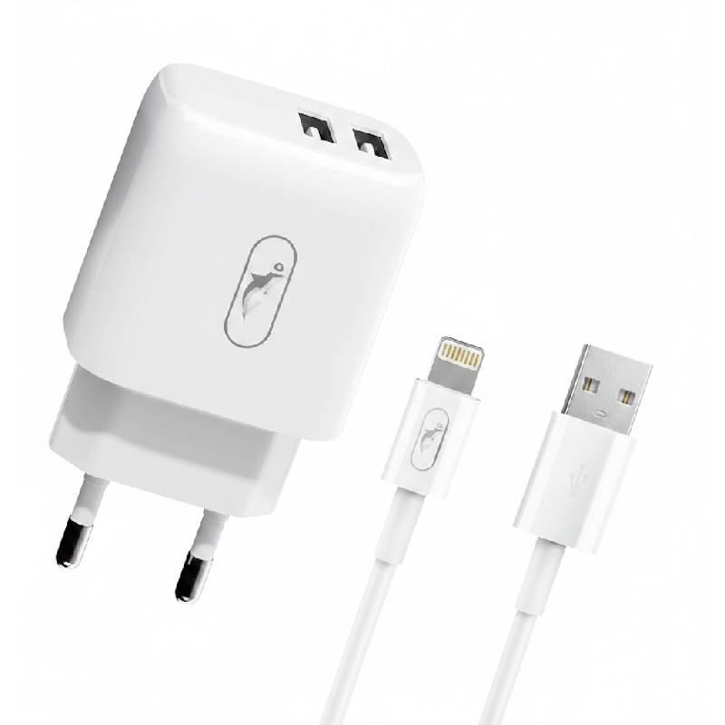 Chargeur SKY DOLPHIN SC30V 2.1A Double Ports USB + Câble Lightning