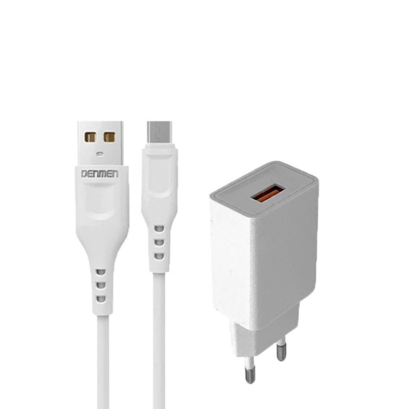 Chargeur Smartphone DENMEN Avec Cable Type-C DC01T  2.4A - Blanc