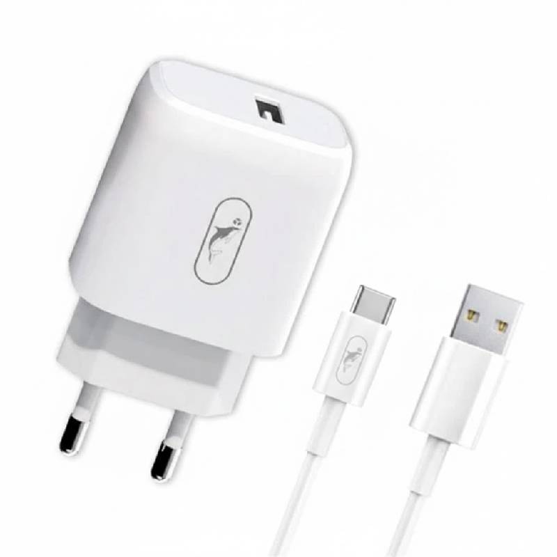 Chargeur Smartphone SKY DOLPHIN 2.1A + Câble USB-C - Blanc