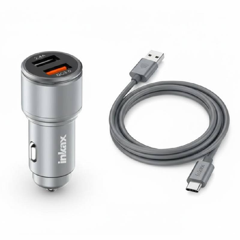 Chargeur Voiture INKAX CA27 30 Watts Avec Câble Type-C - Silver