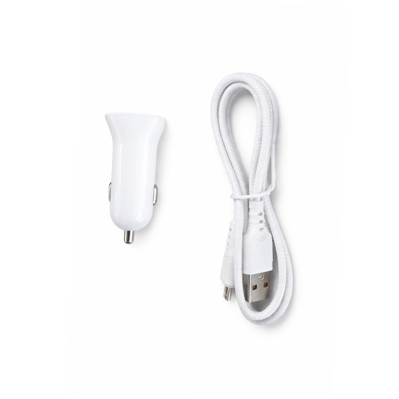 Chargeur Voiture VDENMENV 2 Ports USB Avec Cable Micro - Blanc