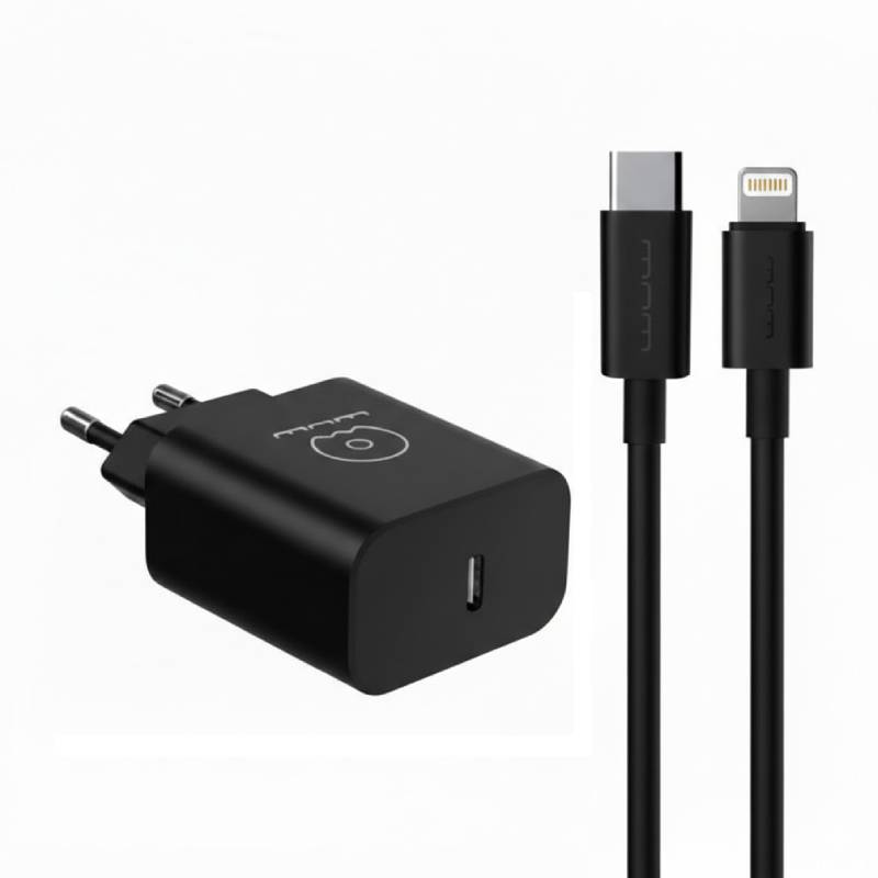 Chargeur WUW T81 USB-C 20W avec Câble Lightning - Noir