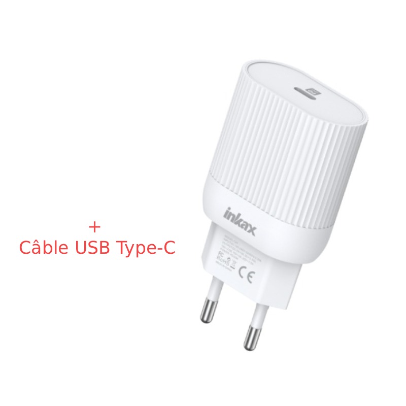 Chargeur Smartphone INKAX Rapide C24 30W  Avec Câble Type-C