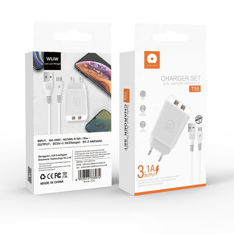 Chargeur WUW T55 3.1A Lightning - Blanc