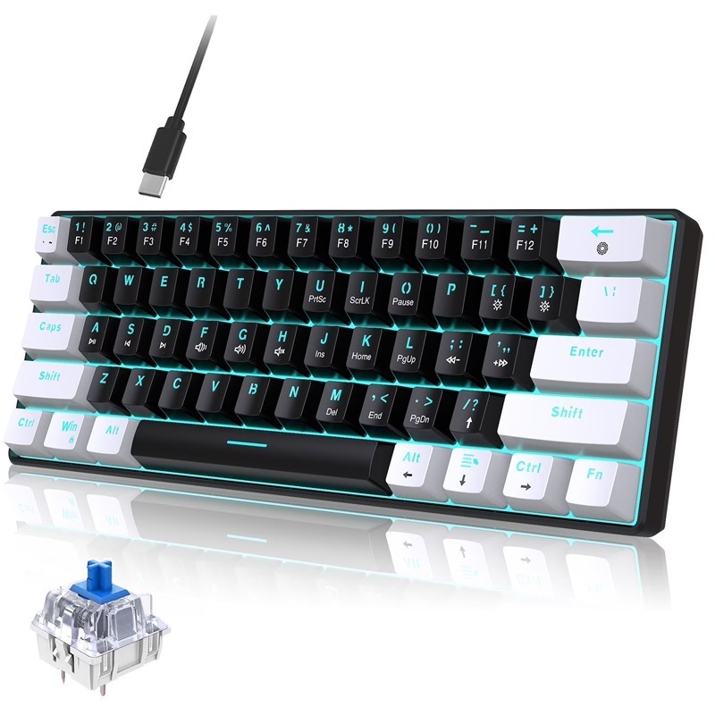 Clavier Filaire Gamer HXSJ Mécanique V900 - Noir et Blanc