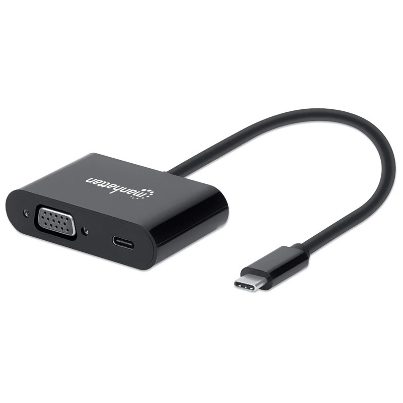 Convertisseur MANHATTAN USB-C vers VGA avec port d'alimentation - Noir