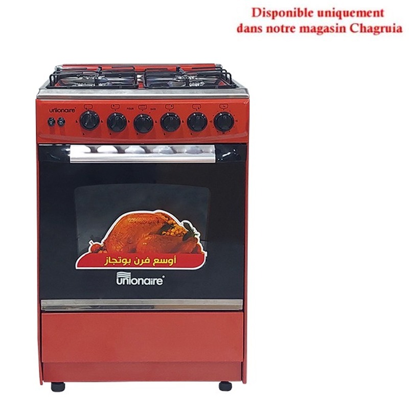 Cuisinière à Gaz UNIONAIRE GAS-C5555SR 4 Feux - Rouge