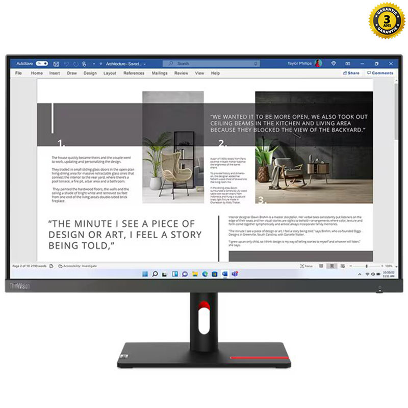 Ecran LENOVO Think Vision S27i-30 27'' FULL HD 100Hz