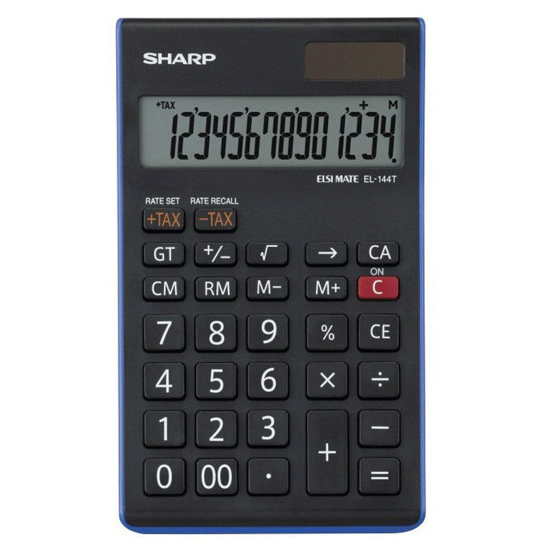 Calculatrice De Bureau SHARP EL-144T 14 chiffres - Noir&Bleu