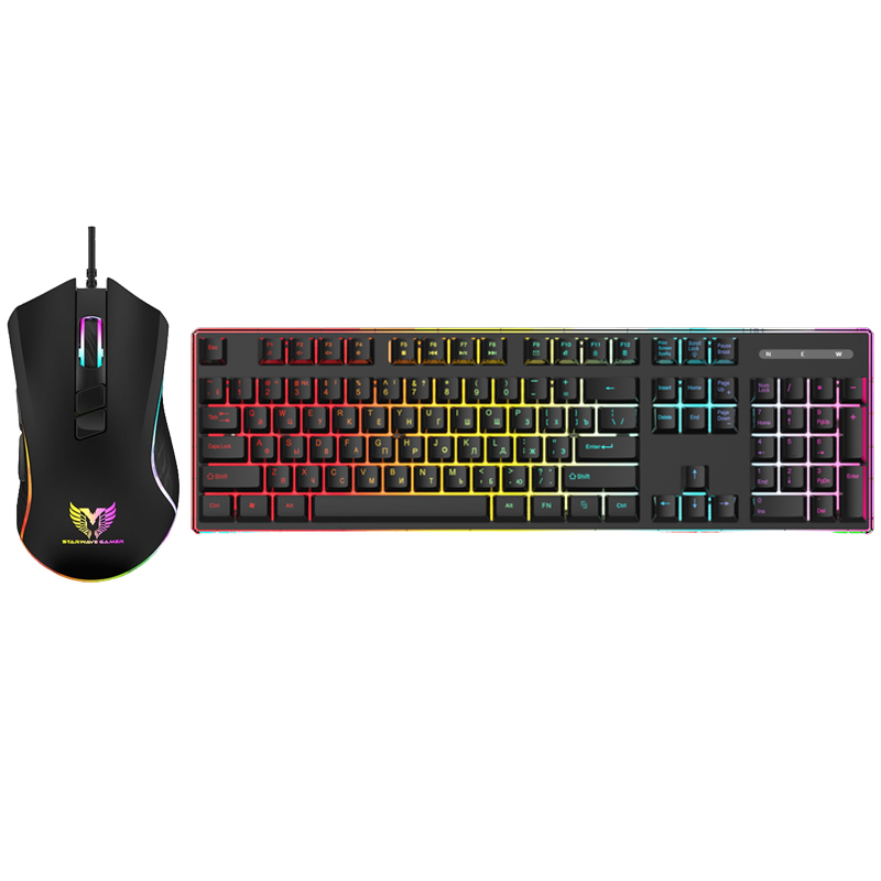 Ensemble Clavier et Souris Gamer Filaire STAR WAVE GCM1090 RGB - Noir