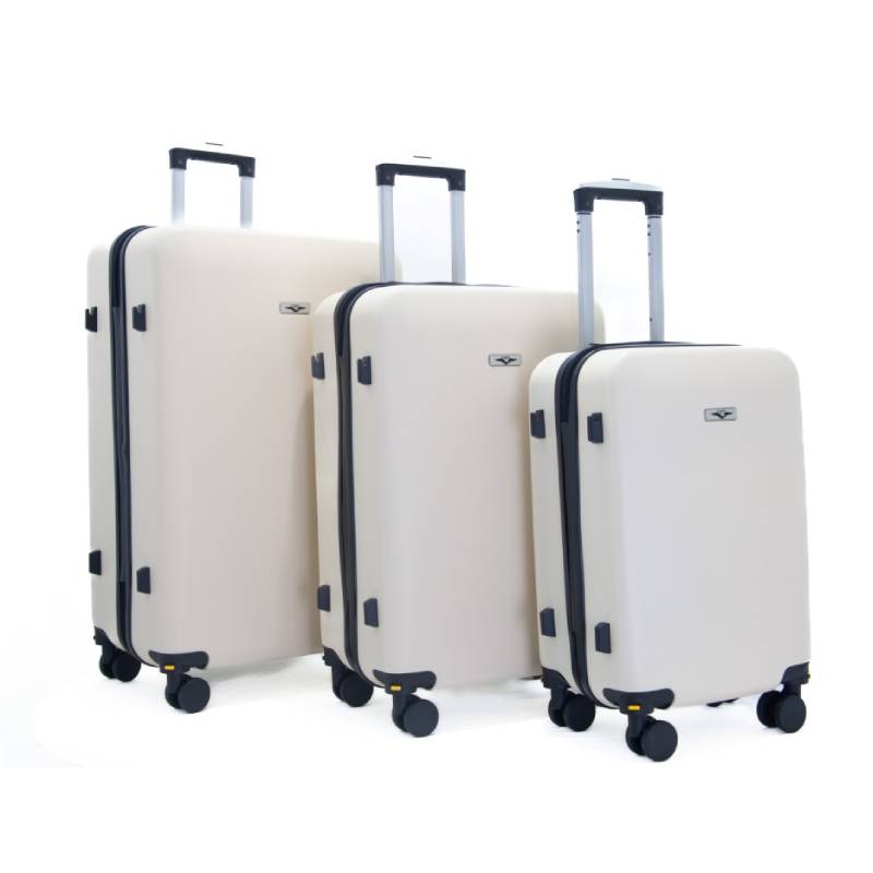 Ensemble de 3 Valises incassable CBA 3VL97 avec roue démontable - Beige Clair