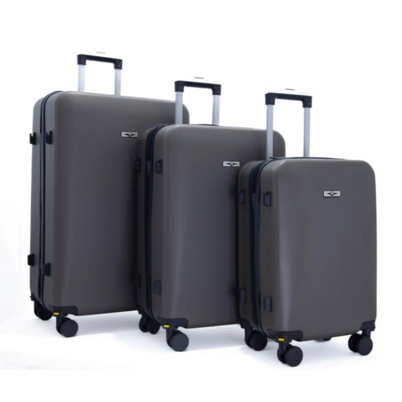 Ensemble de 3 Valises incassable CBA 3VL102 avec roue démontable - Gris Métallisée