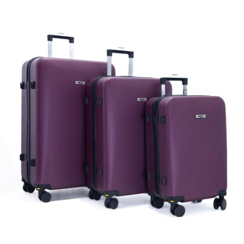Ensemble de 3 Valises incassable CBA 3VL107 avec roue démontable - Burgundy