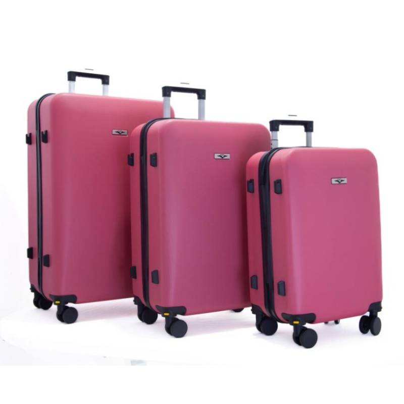 Ensemble de 3 Valises incassable CBA 3VL108 avec roue démontable - Rose Fuchsia