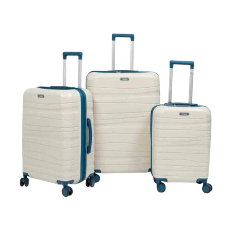 Ensemble de 3 Valises TITOU Incassable Démontables - Blanc et Bleu Marine