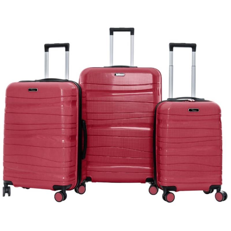 Ensemble de 3 Valises TITOU Incassable Polypropylene - Rouge Brillant