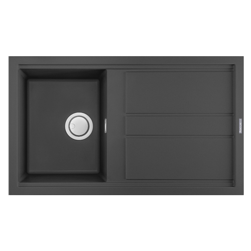 Évier De Cuisine Encastrable FOCUS Graniteck 86cm 1 Bac + égouttoir