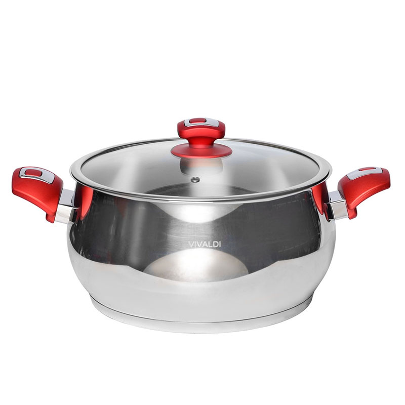 Faitout VIVALDI 20 cm Avec Couvercle 18/10 - Rouge