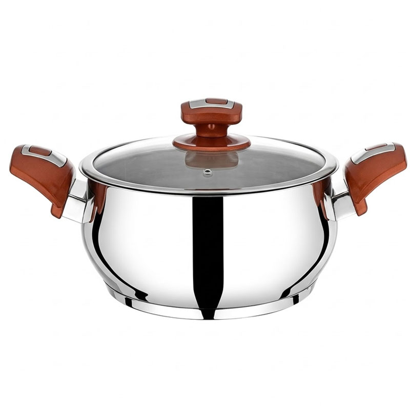 Faitout VIVALDI 22 cm Avec Couvercle 18/10 - Rouge