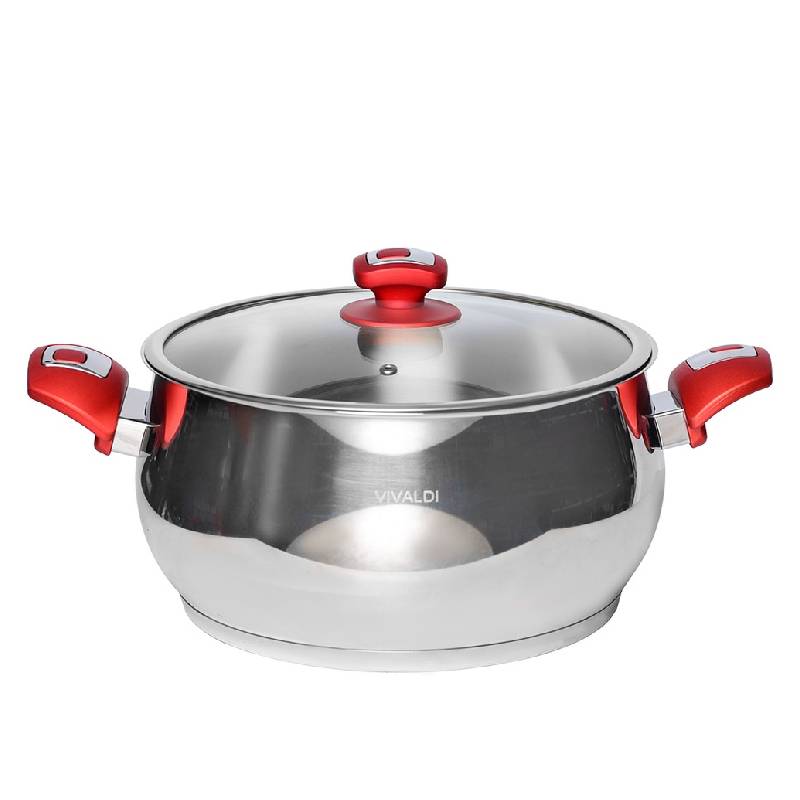 Faitout Vivaldi 24 cm avec Couvercle 18/10 - Rouge