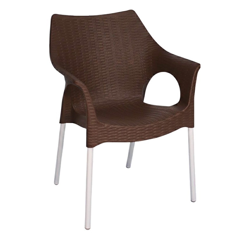 Fauteuil Amsterdame Avec Socle Aluminium - Marron