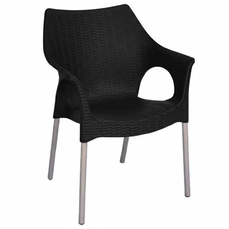 Fauteuil Amsterdame Avec Socle Aluminium - Noir