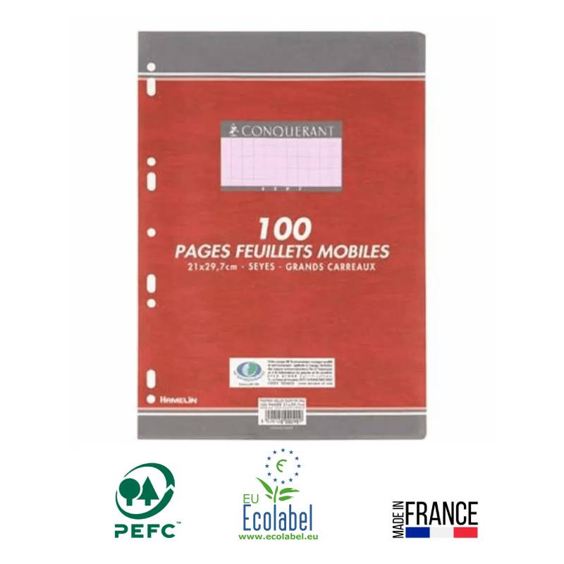 Feuillets mobiles CONQUERANT Perforée A4 100 Pages 90G 5/5